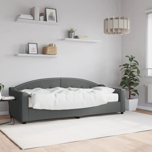 vidaXL Lit de jour avec matelas gris foncé 80x200 cm tissu