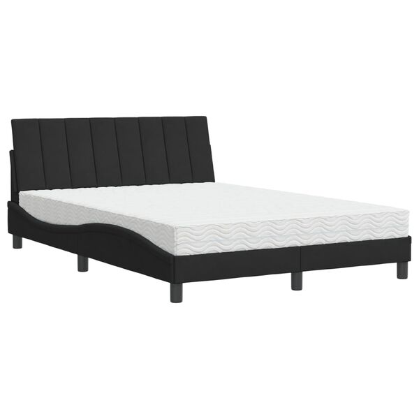 vidaXL Lit avec matelas Hanko noir 140x200 cm velours