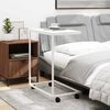 vidaXL Table d'appoint avec roues Blanc 55x35x70 cm Bois d'ing&eacute;nierie