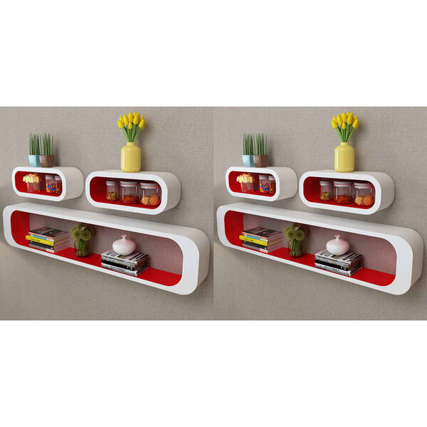 vidaXL &Eacute;tag&egrave;res murales sous forme de cube 6 pcs Rouge et blanc