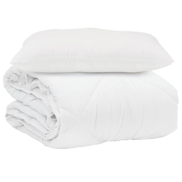 vidaXL Duvet d'&eacute;t&eacute; simple avec oreiller 2 pcs Blanc Microfibre