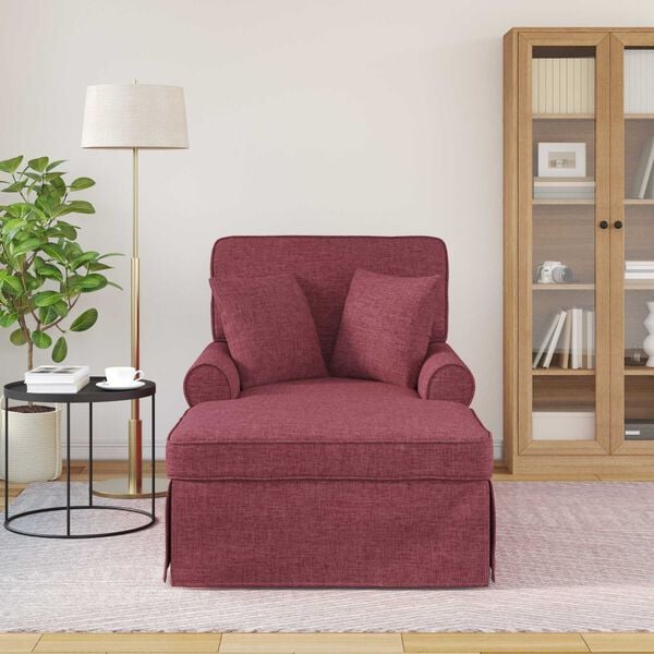 vidaXL Chaise lounge avec jupe Bordeaux 91 x 157 x 91 cm tissu