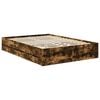 vidaXL Cadre de lit Ch&ecirc;ne Fum&eacute; 135 x 190 cm Bois d&rsquo;ing&eacute;nierie