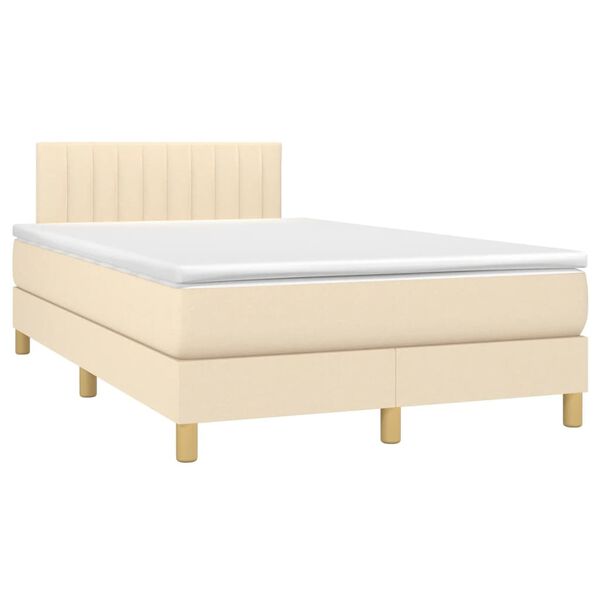 vidaXL Sommier &agrave; lattes de lit avec matelas cr&egrave;me 120x190 cm tissu