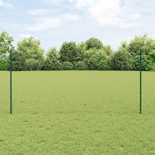 vidaXL Cl&ocirc;ture avec poteau Vert 1,2 x 10 m Acier et PVC