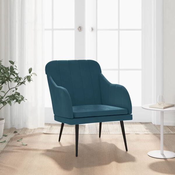 vidaXL Fauteuil Bleu 63x76x80 cm Velours