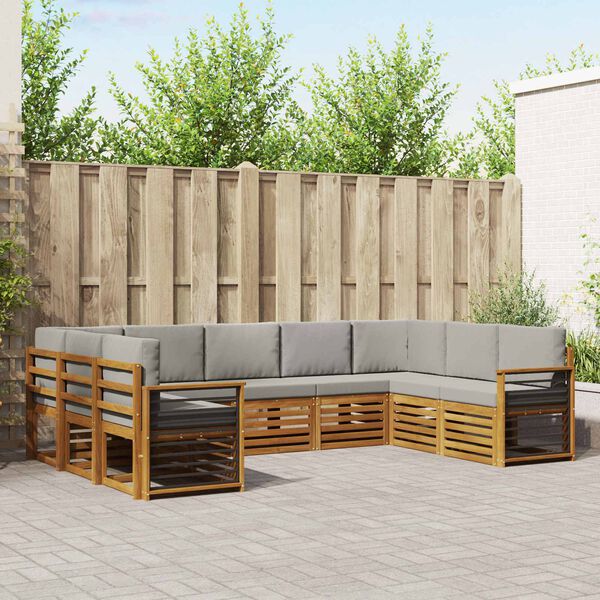 vidaXL Ensemble de canap&eacute; d'angle 9 pcs Gris Naturel et Clair