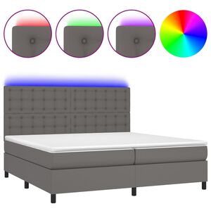 vidaXL Sommier &agrave; lattes de lit avec matelas et LED Gris 200x200 cm