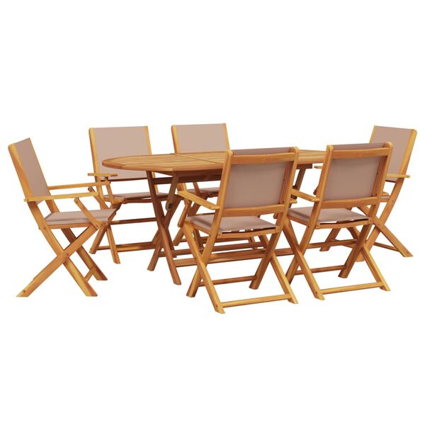 vidaXL Ensemble à manger de jardin 7 pcs taupe tissu et bois massif