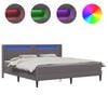 vidaXL Cadre de lit avec matelas Gris 200 x 200 cm Simili cuir