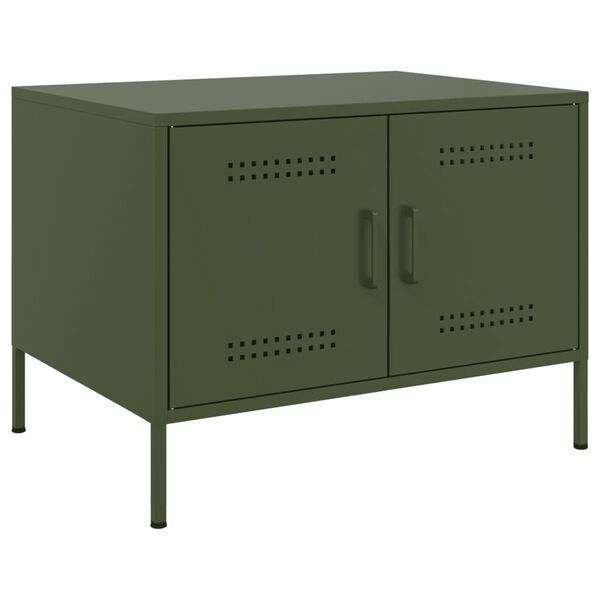 vidaXL Table basse vert olive 68x50x50,5 cm acier