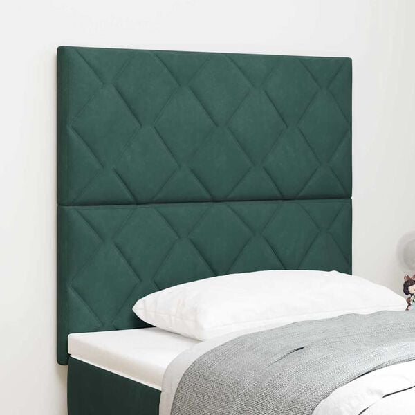 vidaXL Tête de lit avec tête de lit Vert foncé 100 cm Velours