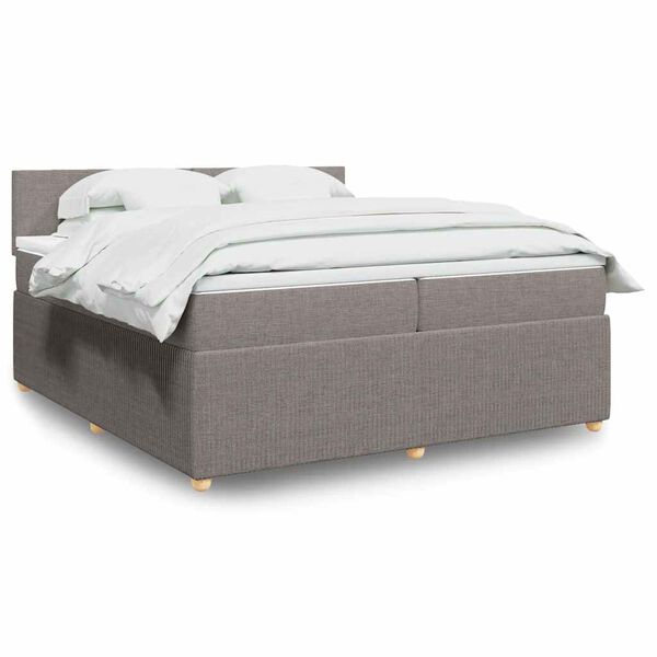 vidaXL Sommier &agrave; lattes de lit avec matelas Taupe 200x200 cm Tissu