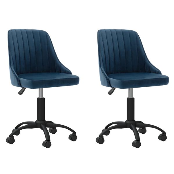 vidaXL Chaises pivotantes &agrave; manger lot de 2 bleu velours