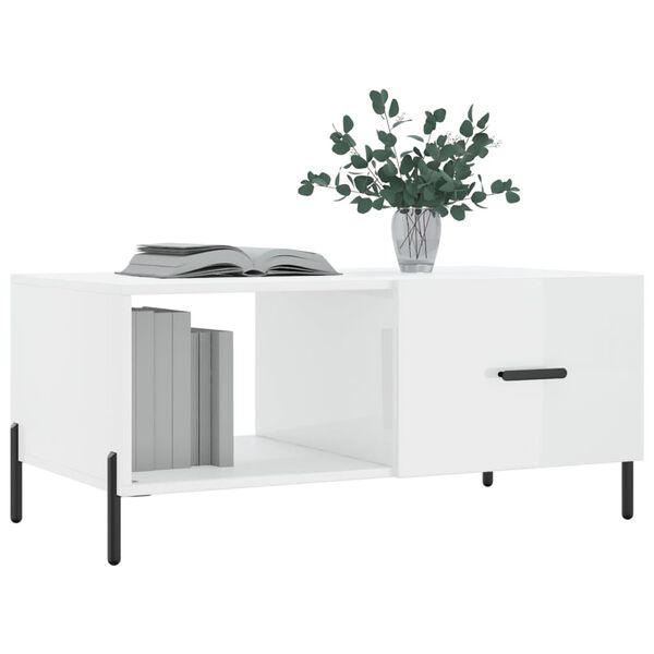 vidaXL Table basse Blanc brillant 90x50x40 cm Bois d'ingénierie