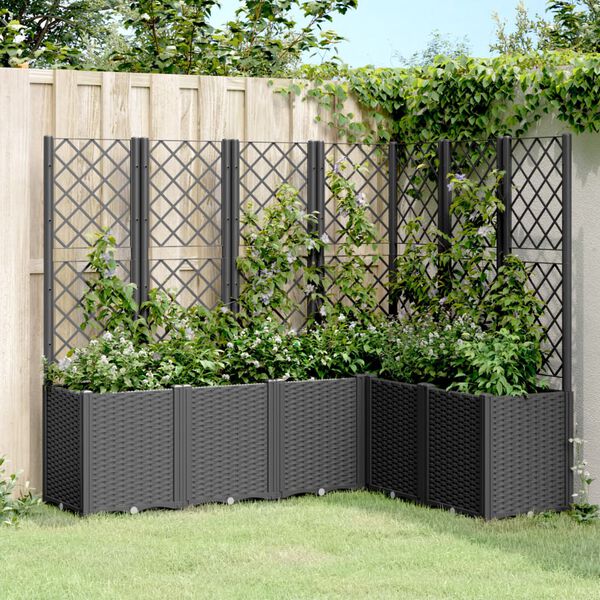 vidaXL Jardini&egrave;re avec treillis noir 160x120x140 cm PP