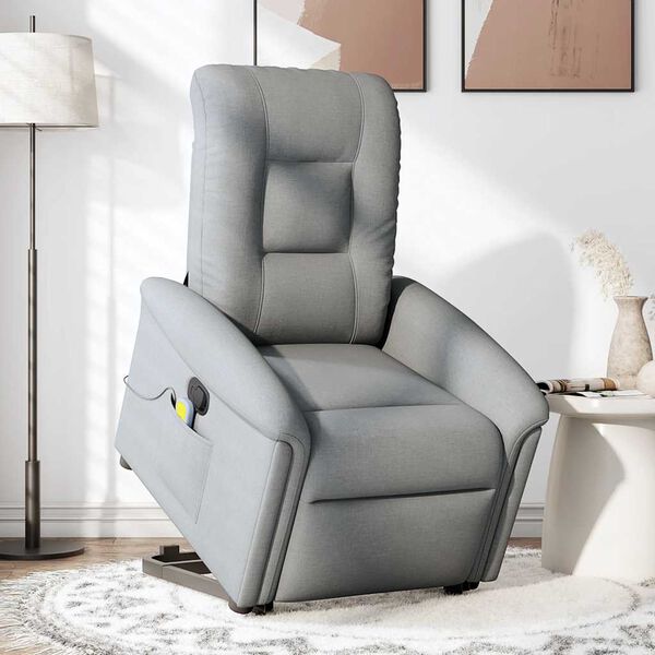 vidaXL Fauteuil de massage inclinable Gris clair Tissu