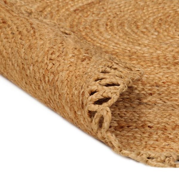 vidaXL Tapis tress&eacute; avec bord ondul&eacute; 150 cm Jute Rond