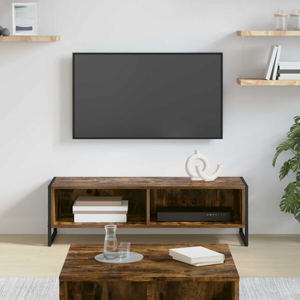 vidaXL Meuble TV Ch&ecirc;ne Fum&eacute; 100 x 36,5 x 30,5 cm Bois d'ing&eacute;nierie
