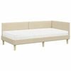 vidaXL Cadre de lit d'angle avec matelas Autre 2 pcs Cr&egrave;me tissu
