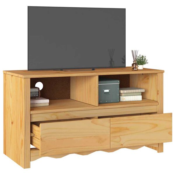 vidaXL Meuble TV Drammen Chêne 99 x 43 x 55 cm Bois de pin massif