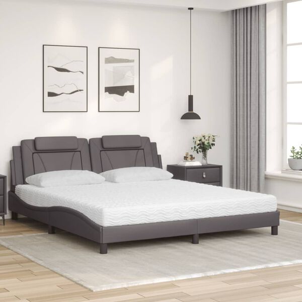 vidaXL Lit Viana avec matelas gris 180x200 cm similicuir