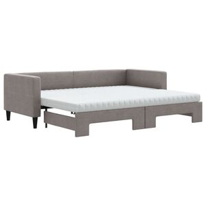 vidaXL Lit de jour avec gigogne et matelas taupe 80x200 cm tissu