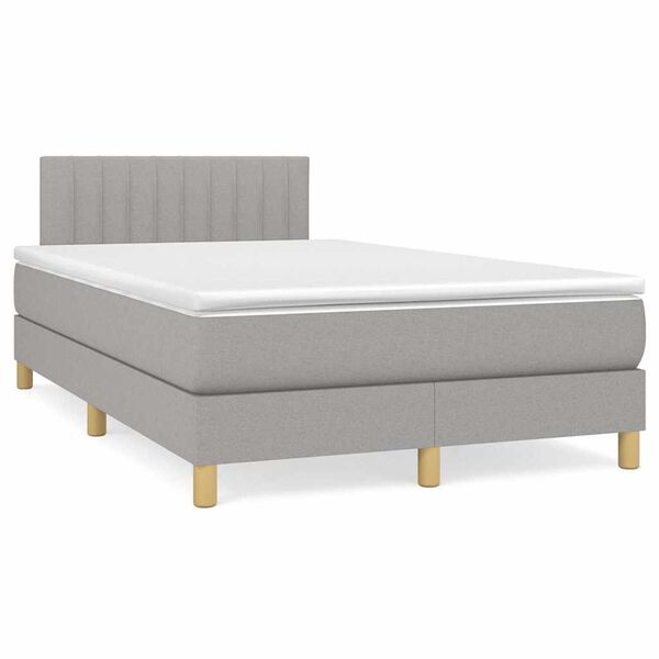 vidaXL Sommier &agrave; lattes de lit matelas LED gris clair 120x190 cm tissu