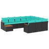 vidaXL Ensemble de canap&eacute; de jardin 11 pcs avec coussins noir r&eacute;sine tress&eacute;e