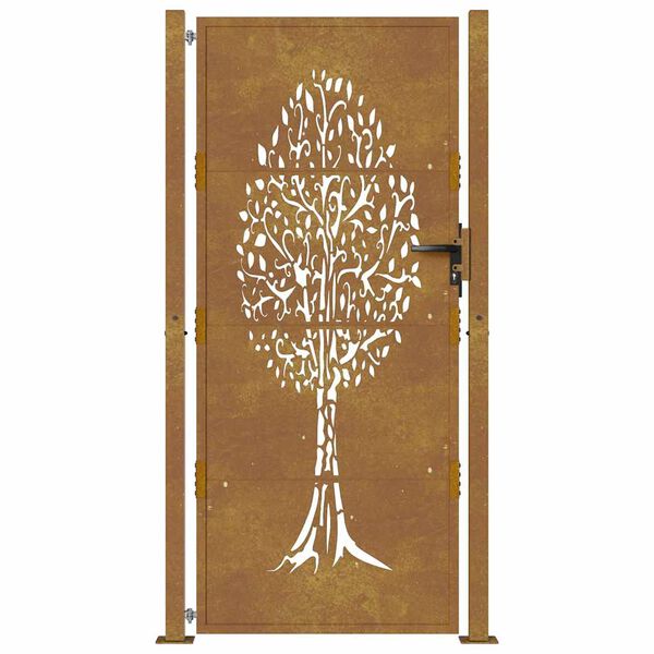 vidaXL Portail de jardin 100x175 cm en acier Corten avec motif arbre