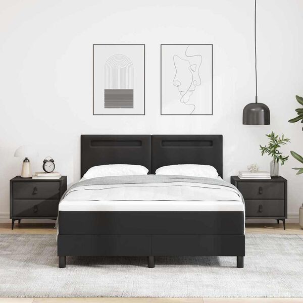 vidaXL Lit &agrave; ressorts avec matelas Noir 160 x 200 cm Simili cuir