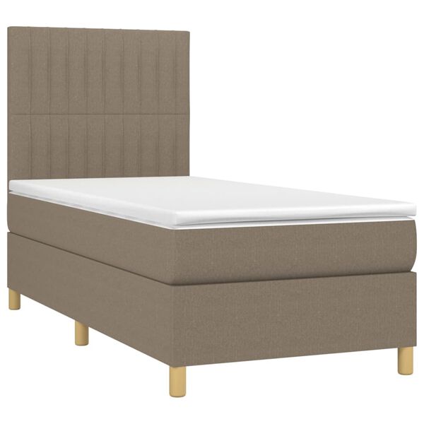 vidaXL Sommier &agrave; lattes de lit et matelas et LED Taupe 90x190 cm Tissu
