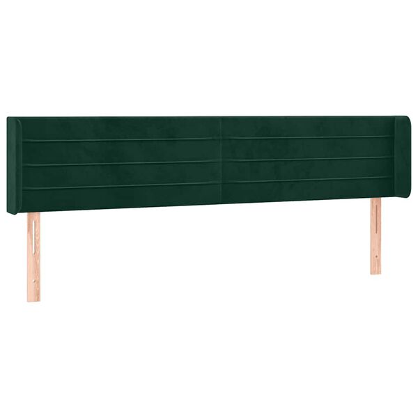 vidaXL T&ecirc;te de lit avec oreilles Vert fonc&eacute; 203x16x78/88 cm Velours
