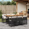 vidaXL Ensemble &agrave; manger de jardin coussins 7 pcs noir r&eacute;sine tress&eacute;e