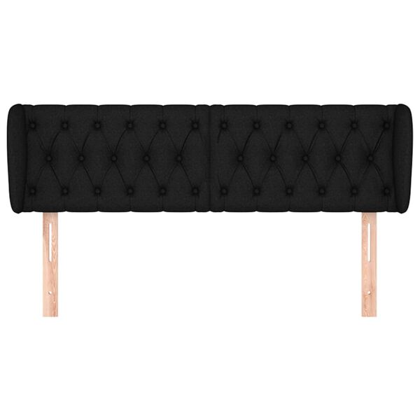 vidaXL T&ecirc;te de lit avec oreilles Noir 163x23x78/88 cm Tissu