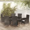 vidaXL Salon de jardin 7 pcs avec coussins r&eacute;sine tress&eacute;e noir