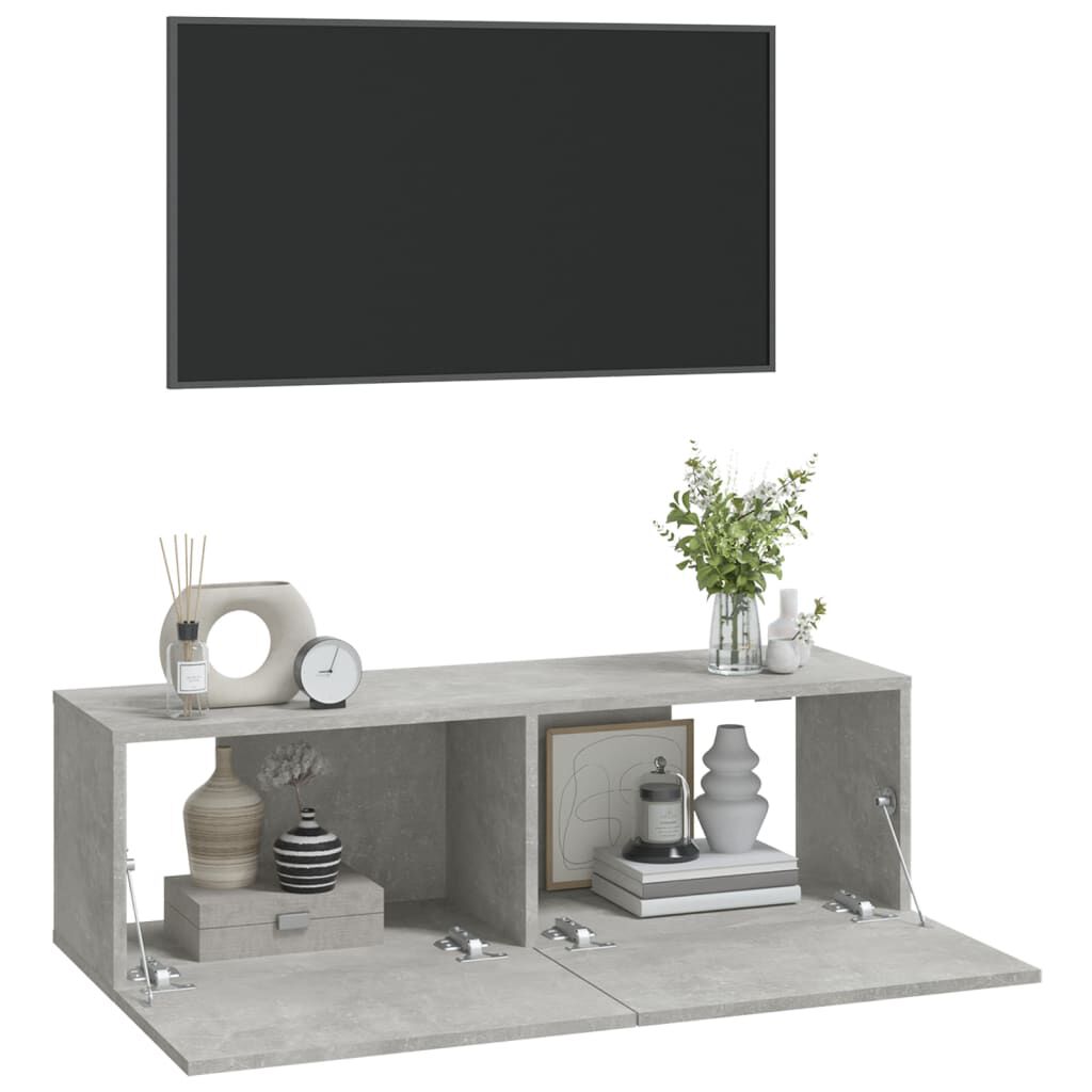vidaXL Meubles TV 2 pcs Gris béton 100x30x30 cm Bois d'ingénierie