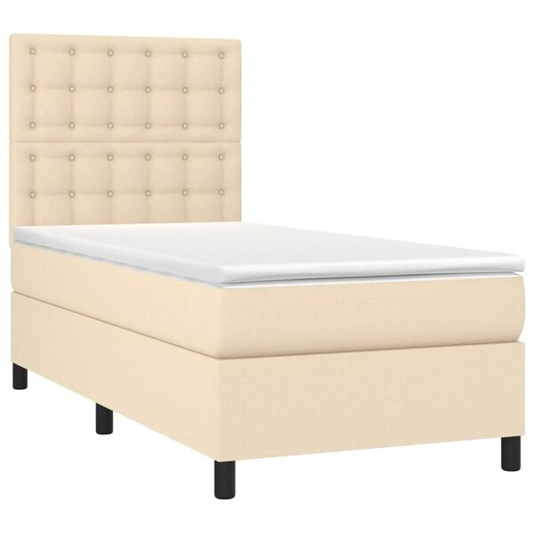 vidaXL Sommier &agrave; lattes de lit avec matelas Cr&egrave;me 80x200 cm Tissu
