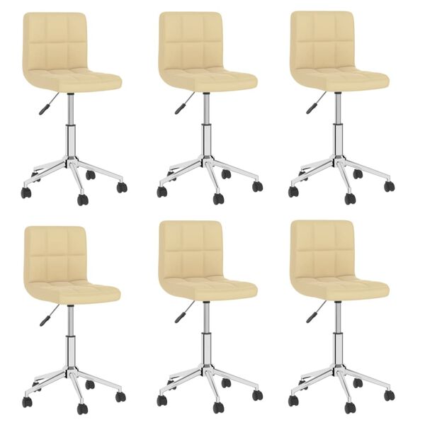 vidaXL Chaises pivotantes &agrave; manger lot de 6 cr&egrave;me similicuir
