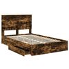 vidaXL Lit de Rangement Ch&ecirc;ne fum&eacute; 120 x 200 cm Bois d'ing&eacute;nierie
