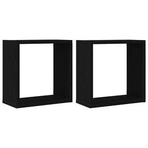 vidaXL &Eacute;tag&egrave;res murales cubiques lot de 2 ch&ecirc;ne noir 30 x 15 x 30 cm bois composite