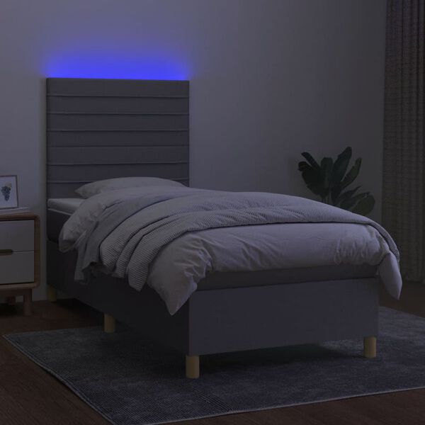 vidaXL Sommier &agrave; lattes de lit et matelas et LED Gris clair 80x200cm