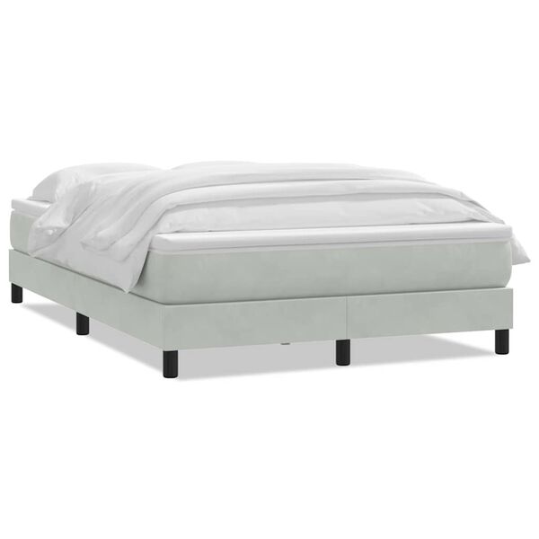 vidaXL Sommier &agrave; lattes de lit et matelas gris clair 140x220cm velours