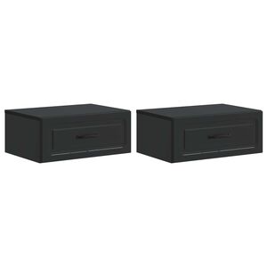 vidaXL Cabinet de chevet mural 2 pcs Noir 49 x 34,5 x 20 cm