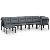 vidaXL Salon de jardin 7 pcs noir et gris r&eacute;sine tress&eacute;e