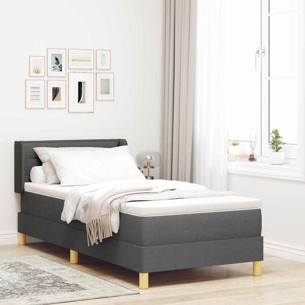 vidaXL Lit &agrave; Ressorts avec matelas Gris fonc&eacute; 80 x 200 cm tissu
