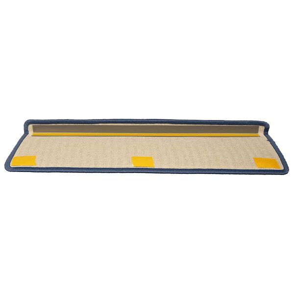 vidaXL Tapis d'escalier 15 pi&egrave;ces 65 x 21 x 4 cm Gris clair et bleu Bord rectangulaire