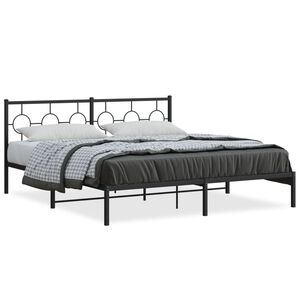 vidaXL Cadre de lit m&eacute;tal sans matelas et t&ecirc;te de lit noir 180x200 cm