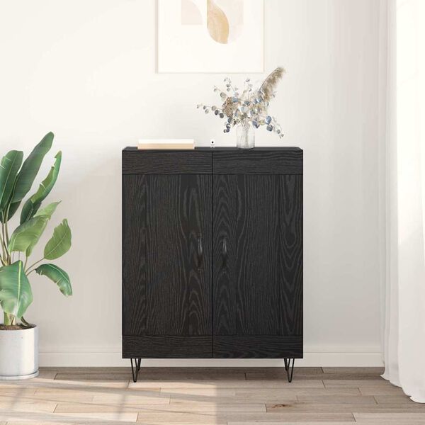 vidaXL Buffet Ch&ecirc;ne noir 69,5 x 34 x 90 cm Bois d'ing&eacute;nierie et fer