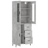vidaXL Buffet haut Gris b&eacute;ton 69,5x34x180 cm Bois d'ing&eacute;nierie